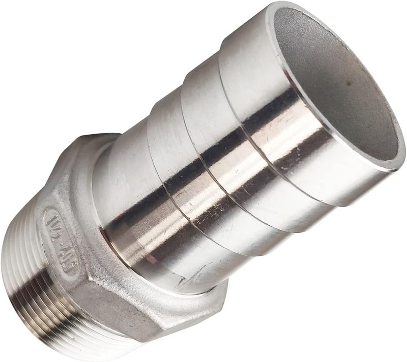 JENSWILL 1-1/2"(40mm) Hose Barb to 1-1/2" NPT Male Threaded- Stainless Steel Hose Fitting Connector Adapter Pipe Fitting Pack of 2 - Image 3